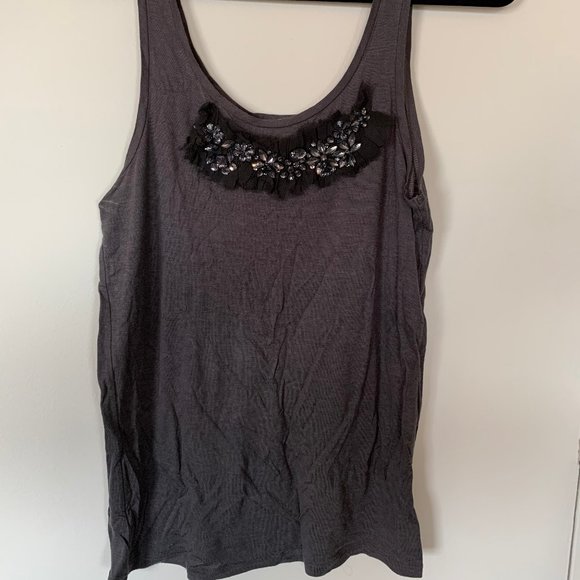 Embellished JCREW Gray Tank - MED - Picture 1 of 3